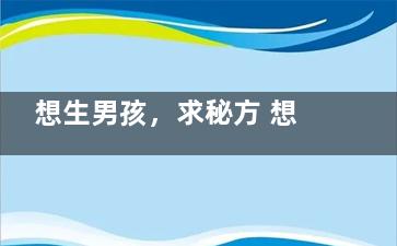 想生男孩，求秘方 想生男孩，求秘方